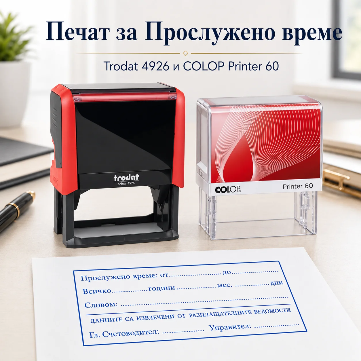 Печат за Прослужено време (Печат за трудови книжки)